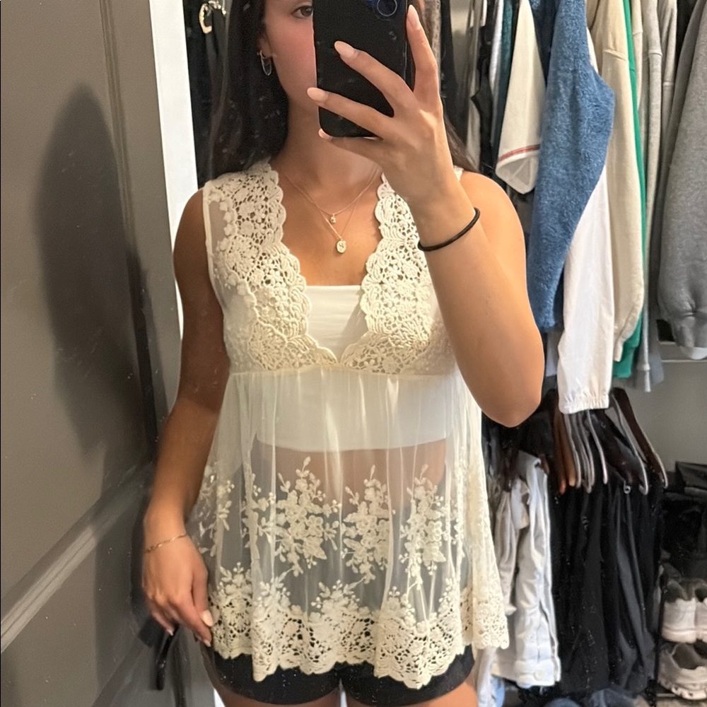 Altar'd State Cream Lace Top